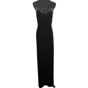 Vintage Y2K Velour Evening Gown Bodycon Beaded Floor Length Cutout Dress Sexy